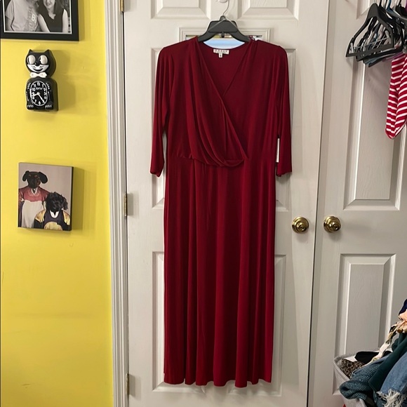 Chaus Dresses & Skirts - Chaus Red Ruched Wrap Dress